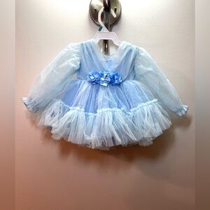Babyhug Blue Tulle Princess Dress 3-6M Sparkle Flower Girl Party